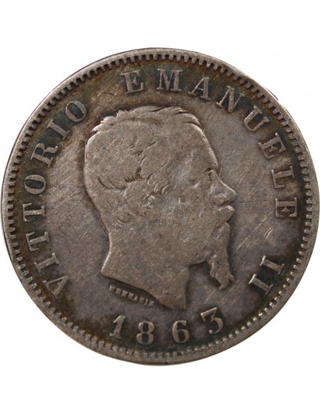 ITALIE, VICTOR EMMANUEL II - 1 LIRE ARGENT - 1863, M MILAN