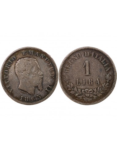 ITALIE, VICTOR EMMANUEL II - 1 LIRE ARGENT - 1863, M MILAN