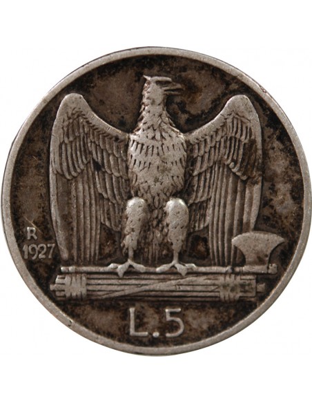 ITALIE, VICTOR-EMMANUEL III - 5 LIRE ARGENT 1927 R ROME