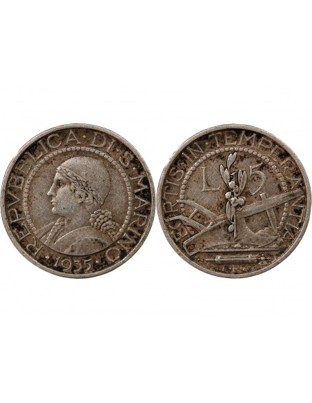SAINT MARIN - 5 LIRE ARGENT 1935 ROME