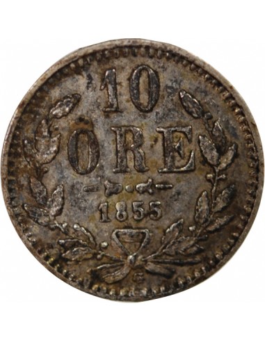 SUÈDE, OSCAR I - 10 ÖRE ARGENT - 1855