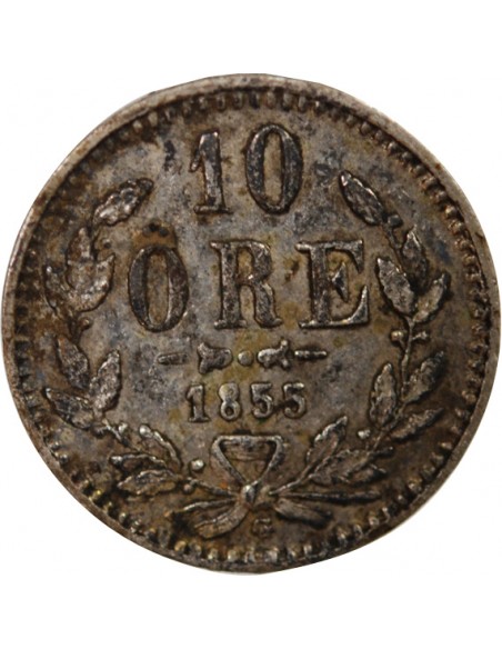 SUÈDE, OSCAR I - 10 ÖRE ARGENT - 1855