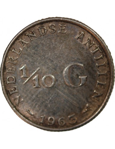 ANTILLES NEERLANDAISES, JULIANA - 1/10 GULDEN ARGENT 1963
