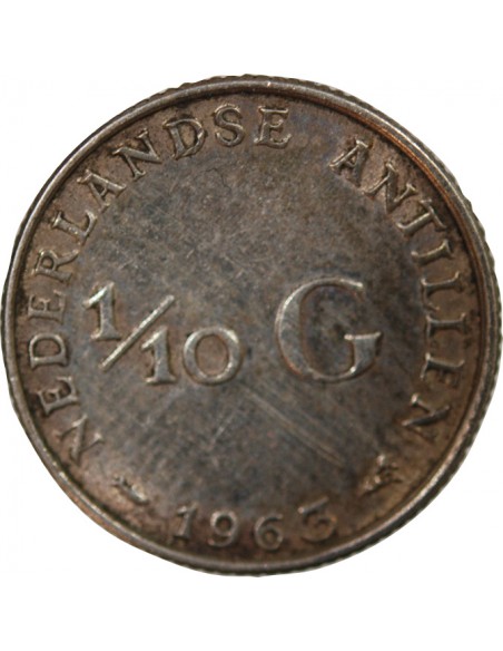 ANTILLES NEERLANDAISES, JULIANA - 1/10 GULDEN ARGENT 1963