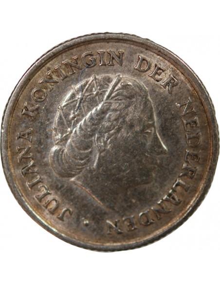 ANTILLES NEERLANDAISES, JULIANA - 1/10 GULDEN ARGENT 1963