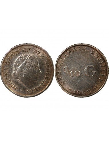 ANTILLES NEERLANDAISES, JULIANA - 1/10 GULDEN ARGENT 1963