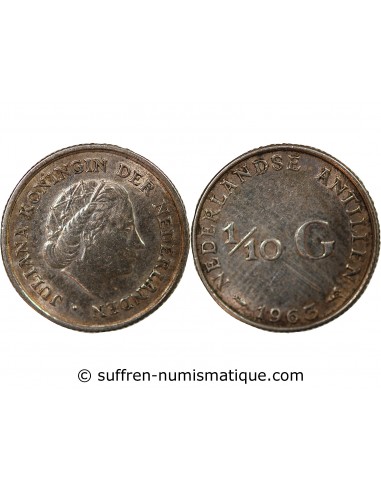 ANTILLES NEERLANDAISES, JULIANA - 1/10 GULDEN ARGENT 1963