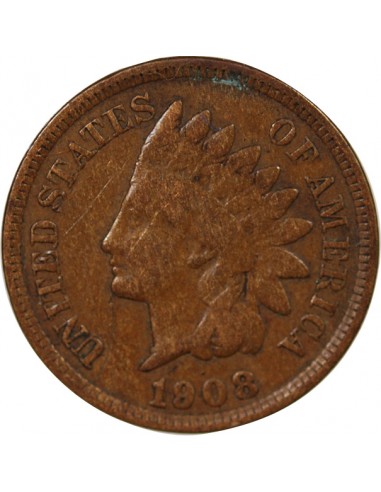 ETATS UNIS - 1 CENT "Indian Head" 1908 PHILADELPHIE