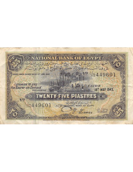 EGYPTE - 25 PIASTRES - 18/05/1943