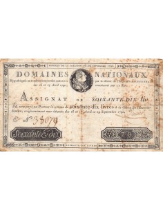ASSIGNAT, LOUIS XVI - 70 LIVRES - DECRETS 29 SEPTEMBRE 1790 - SÉRIE E 2