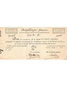 ARRERAGES DE RENTES, CAMPAGNE D'EGYPTE - 20 FRANCS - SÉRIE A, AN 7 - 1798/1799 2