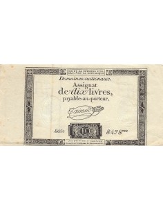 ASSIGNAT - 10 LIVRES - LOI DU 24 octobre 1792 - SIGNATURE TAISAUD