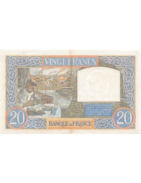FRANCE, TRAVAIL ET SCIENCE - 20 FRANCS 05/12/1940
