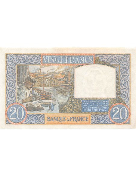 FRANCE, TRAVAIL ET SCIENCE - 20 FRANCS 05/12/1940