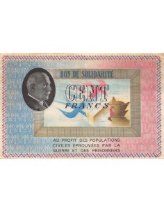 ETAT FRANCAIS, MARECHAL PETAIN - BON DE SOLIDARITE 100 FRANCS 1941 / 1944 2