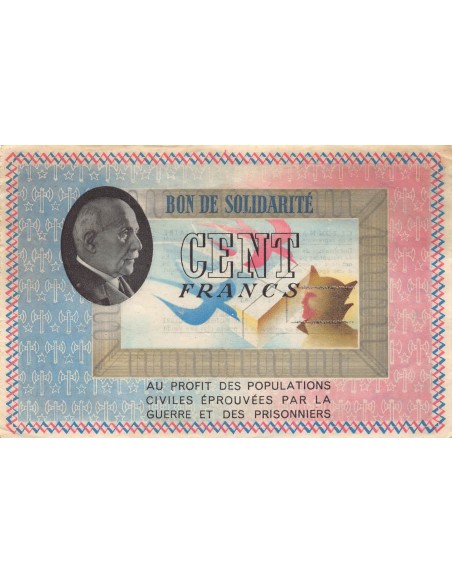 ETAT FRANCAIS, MARECHAL PETAIN - BON DE SOLIDARITE 100 FRANCS 1941 / 1944
