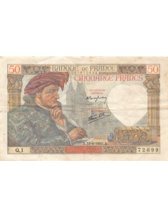 FRANCE, JACQUES COEUR - 50 FRANCS 13/06/1940 - SÉRIE Q1 2