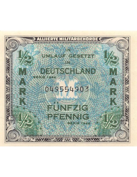 ALLEMAGNE, IMPRESSION AMERICAINE - 1/2 MARK SERIE 1944
