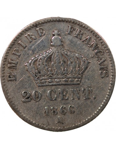 NAPOLEON III - 20 CENTIMES ARGENT 1868 A PARIS