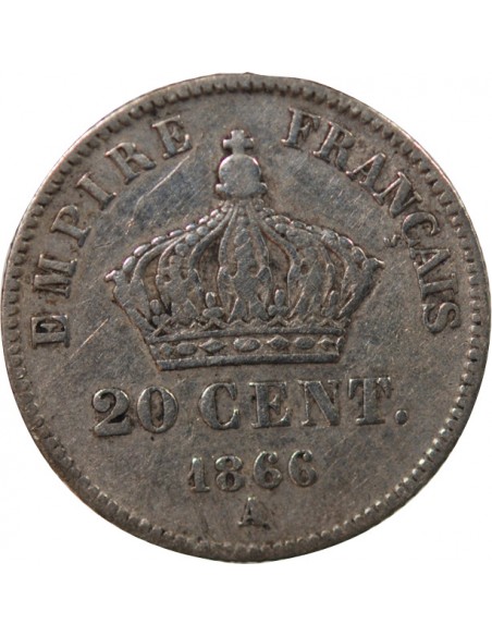 NAPOLEON III - 20 CENTIMES ARGENT 1868 A PARIS