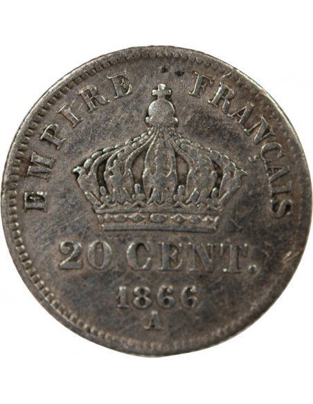 NAPOLEON III - 20 CENTIMES ARGENT 1868 A PARIS