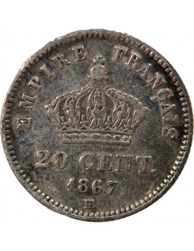 NAPOLEON III - 20 CENTIMES ARGENT 1867 BB STRASBOURG