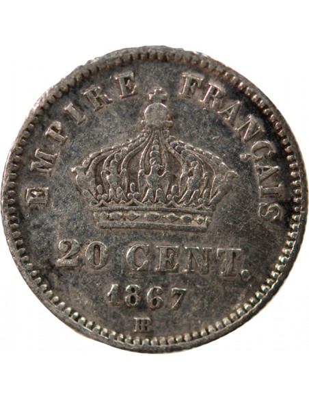 NAPOLEON III - 20 CENTIMES ARGENT 1867 BB STRASBOURG