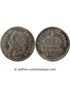 NAPOLEON III - 20 CENTIMES ARGENT 1867 BB STRASBOURG