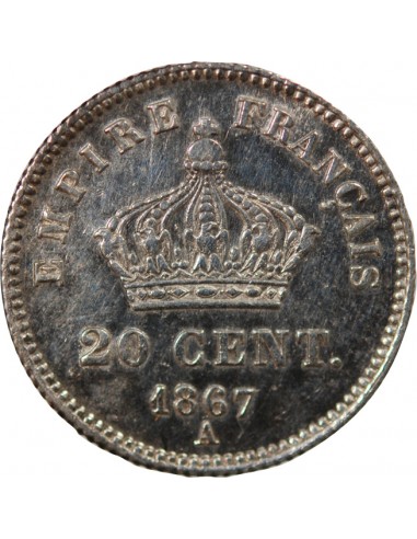 NAPOLEON III - 20 CENTIMES ARGENT 1867 A PARIS