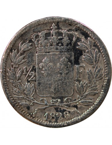 CHARLES X - 1/2 FRANC ARGENT 1828 A PARIS