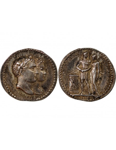 PREMIER EMPIRE - MEDAILLETTE ARGENT 1810 - Quinaire du mariage de Napoléon et Marie-Louise