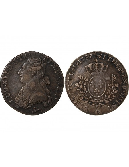 LOUIS XVI - 1/5 ECU AUX RAMEAUX D'OLIVIER 1787 R ORLEANS