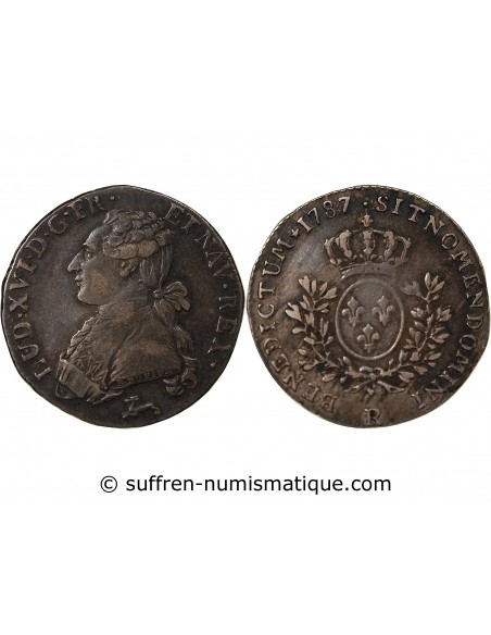 LOUIS XVI - 1/5 ECU AUX RAMEAUX D'OLIVIER 1787 R ORLEANS