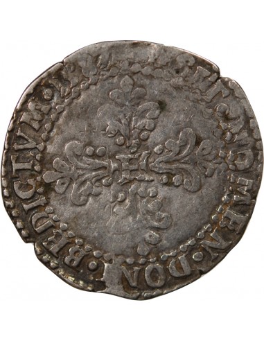 HENRI III - 1/2 FRANC AU COL PLAT 1587 I LIMOGES