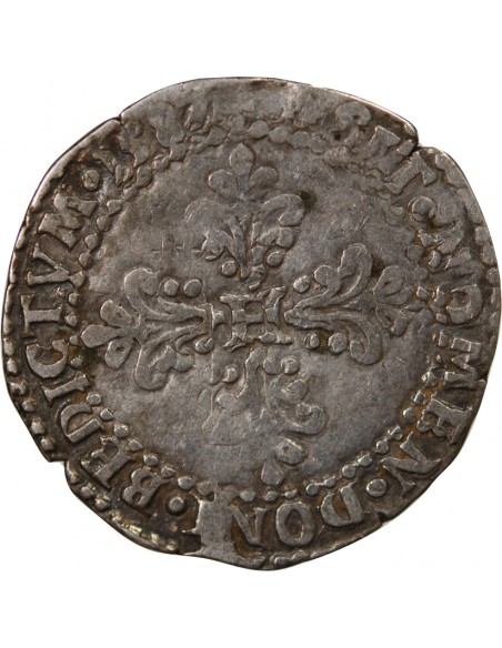 HENRI III - 1/2 FRANC AU COL PLAT 1587 I LIMOGES