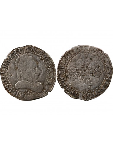 HENRI III - 1/2 FRANC AU COL PLAT 1587 I LIMOGES