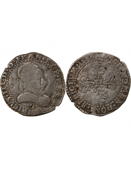 HENRI III - 1/2 FRANC AU COL PLAT 1587 I LIMOGES