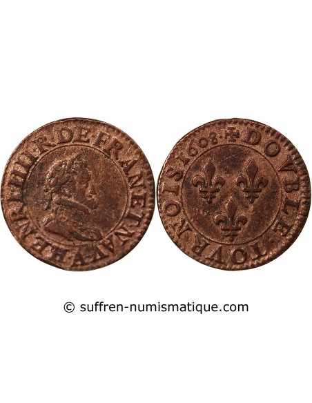HENRI IV - DOUBLE TOURNOIS 1608 A PARIS