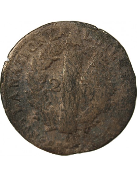 LOUIS XVI CONSTITUTION - 2 SOLS AU FAISCEAU 1793 Q PERPIGNAN
