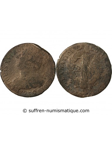 LOUIS XVI CONSTITUTION - 2 SOLS AU FAISCEAU 1793 Q PERPIGNAN