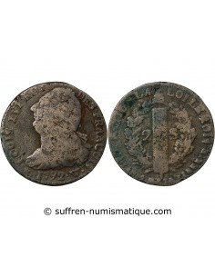 LOUIS XVI, CONSTITUTION - 2 SOLS ROI DES FRANCOIS 1792 W LILLE