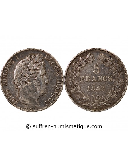 LOUIS PHILIPPE﻿ - 5 FRANCS ARGENT 1847 A PARIS