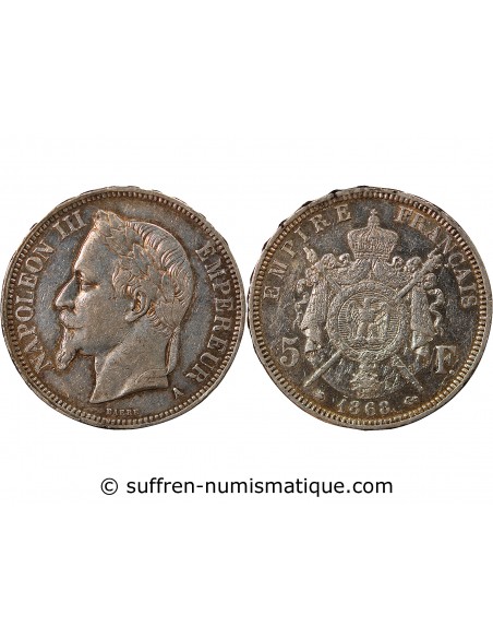 NAPOLEON III - 5 FRANCS ARGENT 1868 A PARIS