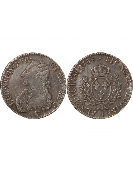 LOUIS XVI - ÉCU ARGENT AUX RAMEAUX D'OLIVIER 1788 I LIMOGES