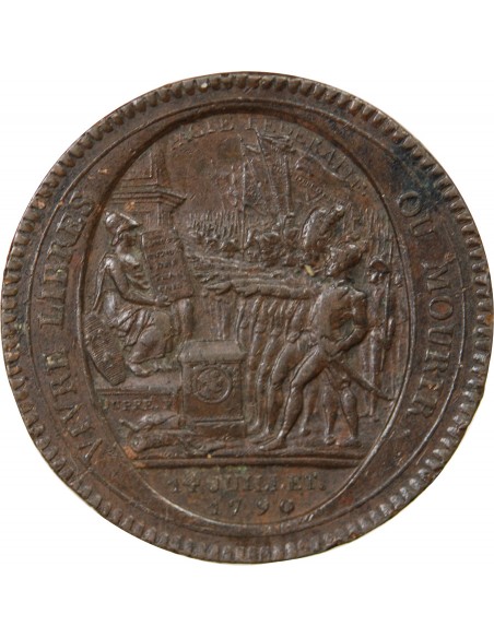 MONNAIE DE CONFIANCE - MONNERON 5 SOLS AU SERMENT 1792 L'AN IV "DEPARTEMENS"