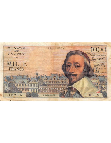 1000 FRANCS RICHELIEU - 07.03.1957, SERIE R318