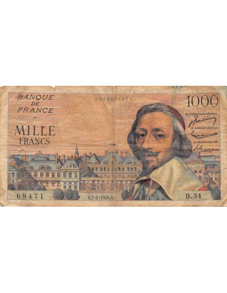 1000 FRANCS RICHELIEU - 07.01.1954, SERIE B34