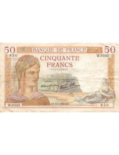 FRANCE, CÉRÈS MODIFIÉ - 50 FRANCS 05/01/1939 2