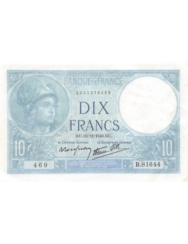 FRANCE, MINERVE - 10 FRANCS 12/12/1940