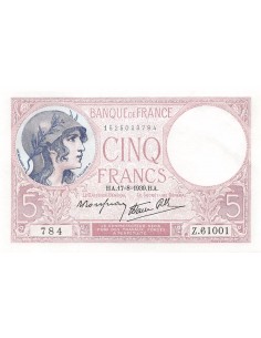 FRANCE, FEMME CASQUEE MODIFIEE - 5 FRANCS 17/08/1939 2